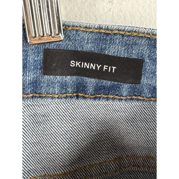 Judy Blue Lemon Patch Skinny Fit Jeans Womens Size 13/31 Blue Distressed Stretch - Picture 8 of 11